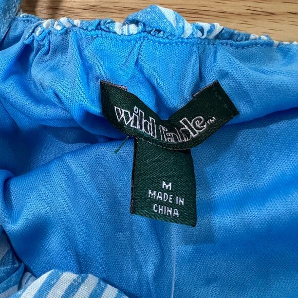 Wild Fable Women's Blue Striped Woven Bubble Hem Tank Top - Size Medium - NWT - Picture 2 of 6